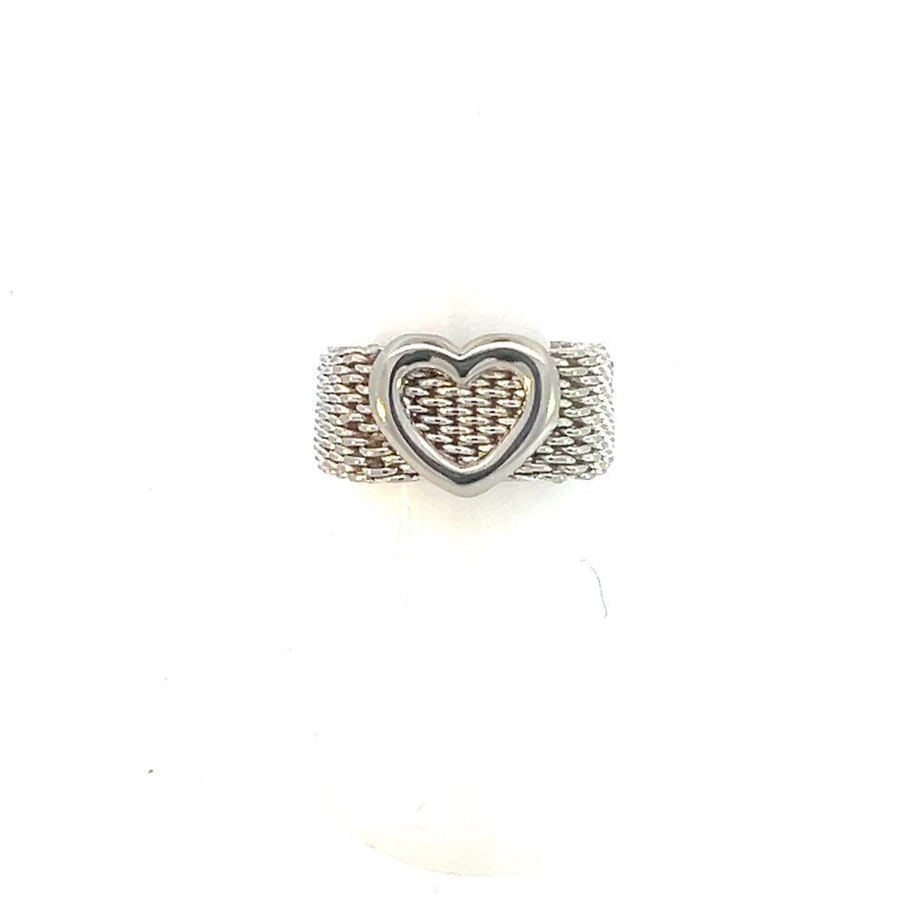 Tiffany & Co Estate Somerset Heart Ring 7 Silver 9.60 mm TIF609